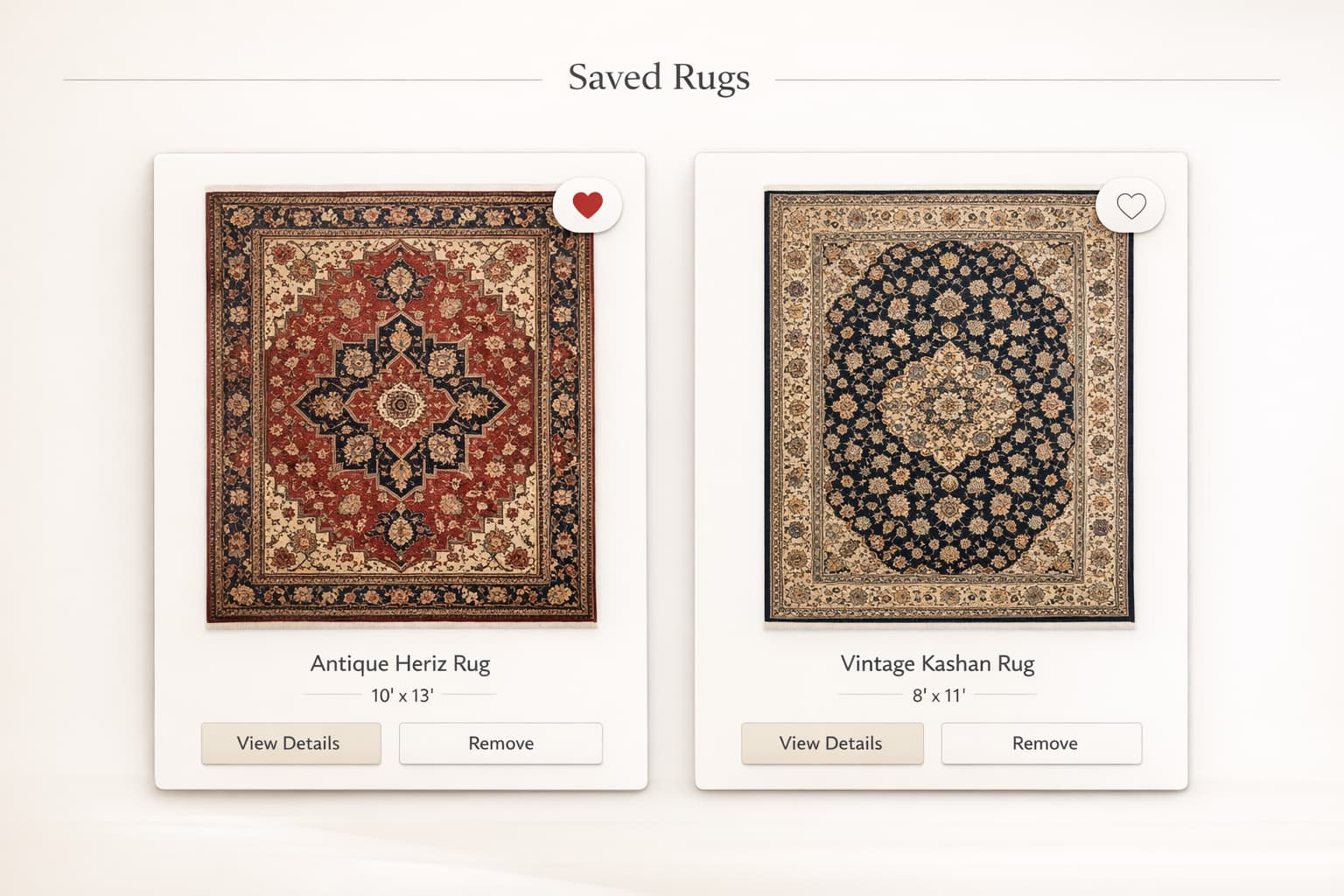 RugDesk saved-rugs product workflow