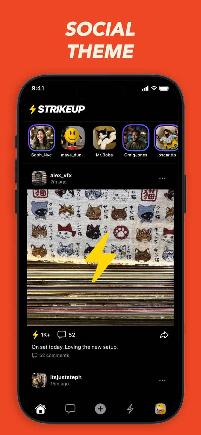 Prefx App Store screenshot showing a customizable social media digital prop